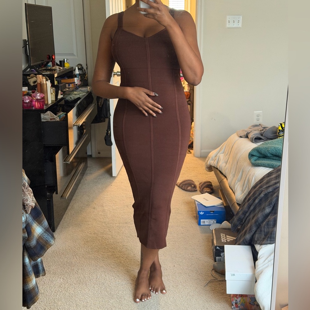 Zara Brown Midi Dress NWOT